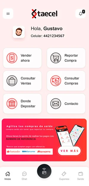 App Recargas Telcel. Comisión por vender recargas electronicas de todas las compañias por internet.